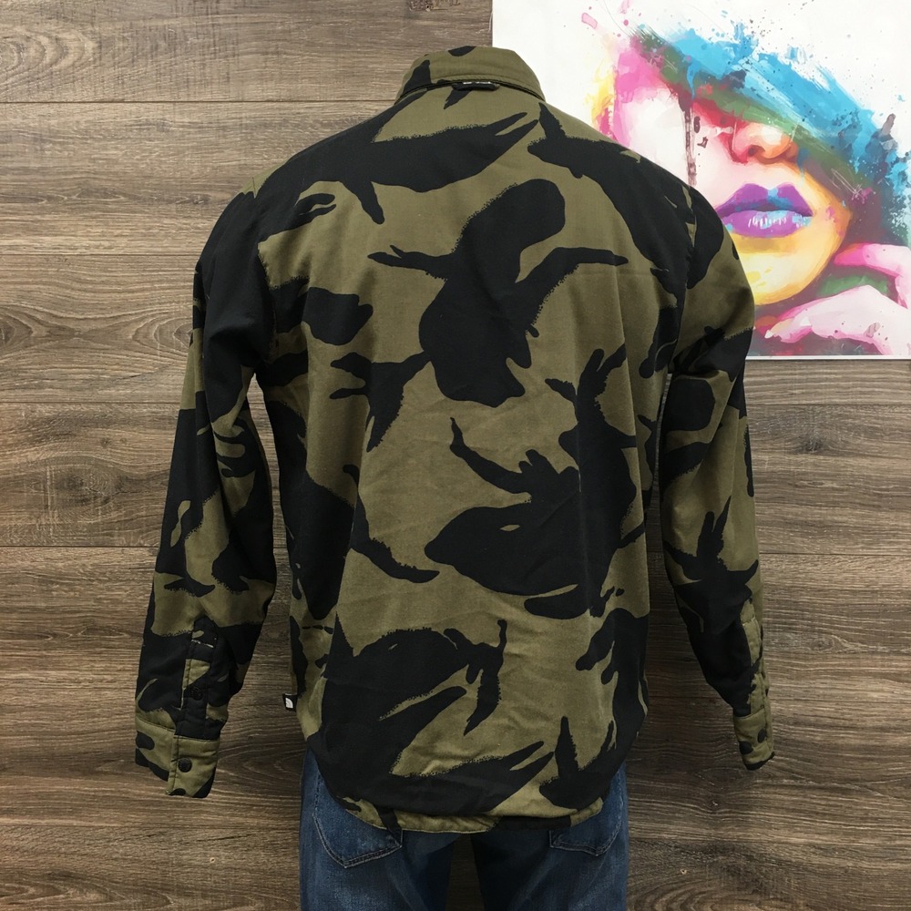 The North Face Mens Reversible Camo Quilted Shirt Jacket Green Black Large - Picture 4 of 9